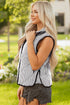 Striped Quilted Snap Front Contrast Trim Collared Vest